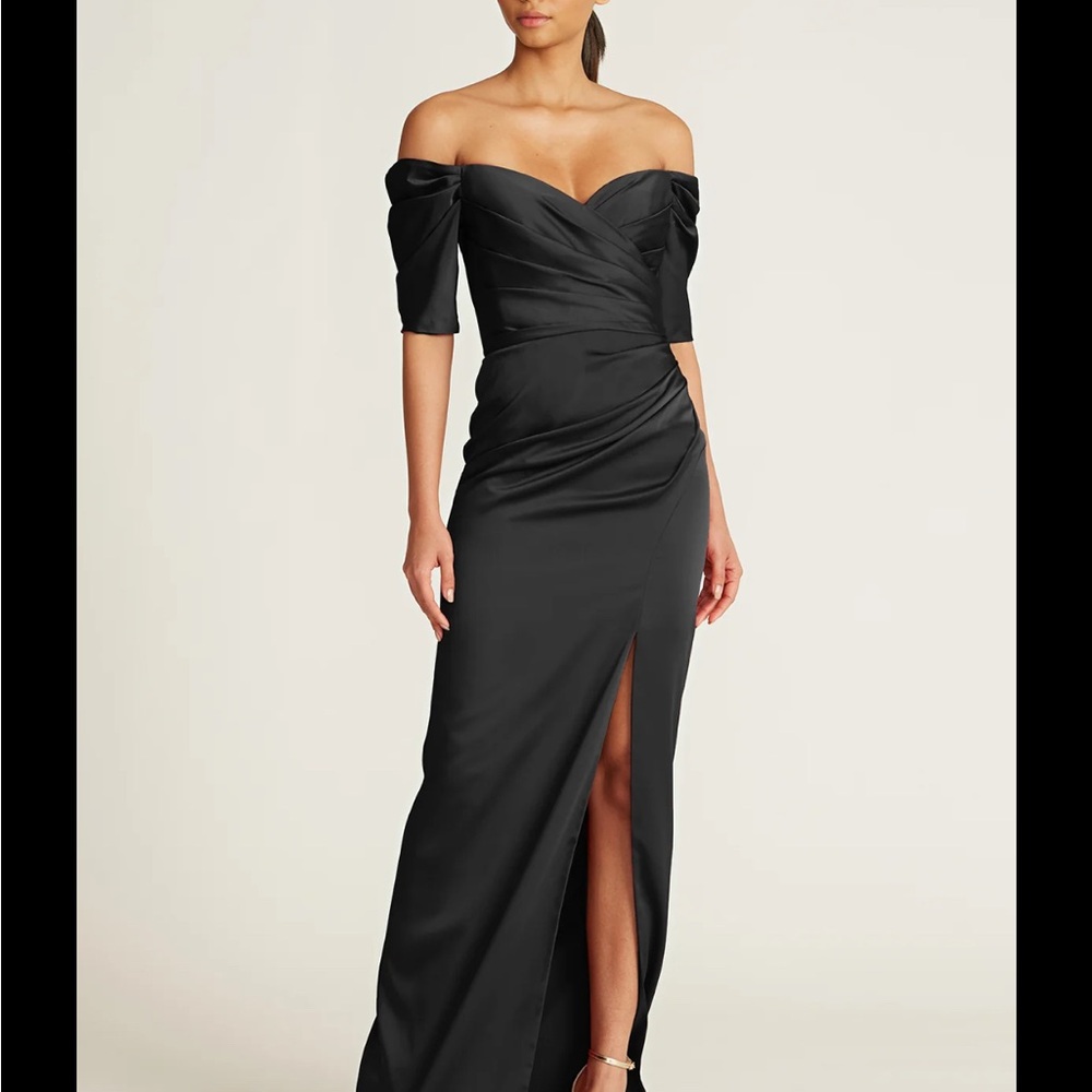 Theia Couture Elegant Black Off-Shoulder Evening Dress